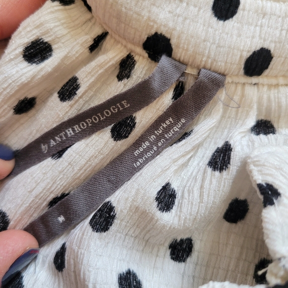 Anthropologie Ruffle Polka Dot Button Up Tank Top Blouse - Picture 11 of 15